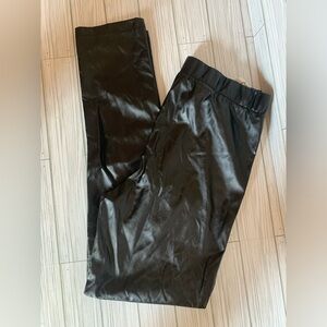 Easel pleather faux leather pants with cool design on knees elasticity waist NWT